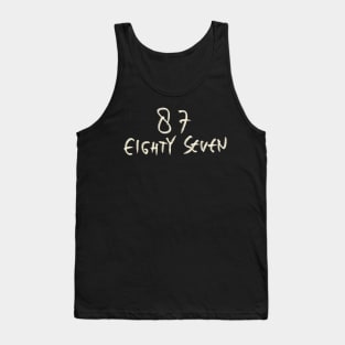 Hand Drawn Letter Number 87 Eighty Seven Tank Top